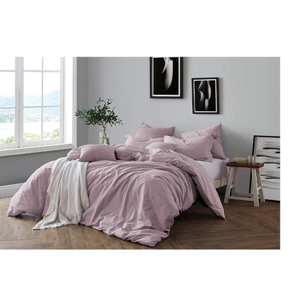 Swift Home 100% Cotton Yarn Dyed Prewashed Chambray Duvet Cover Bedding Set K/CK - Picture 2 of 7